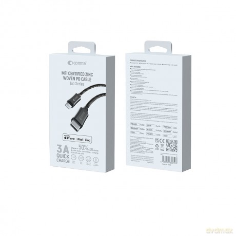 Comma kabel Jub MFi USB-C - Lightning 3A 1,5m szary