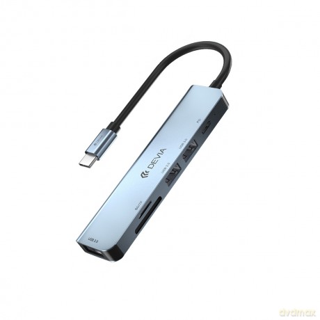 Devia adapter HUB 5w1 USB-C 3.1 do 3x USB 3.0 + SD/TF + PD ciemnoszary