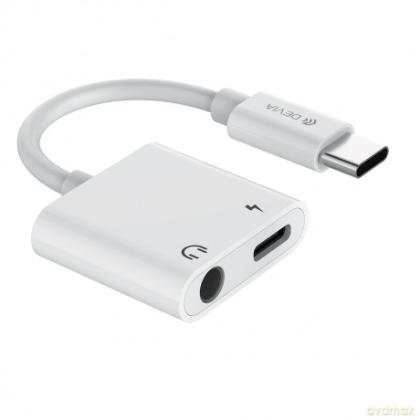 Devia adapter Smart USB-C - USB-C (port) + jack 3,5mm (port) biały