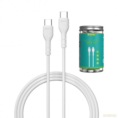 Devia kabel Kintone USB-C - USB-C 1,0 m 3A biały zestaw 30 szt