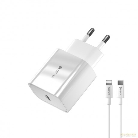 Devia ładowarka sieciowa Smart PD 20W 1x USB-C biała + kabel Lightning - USB-C V2
