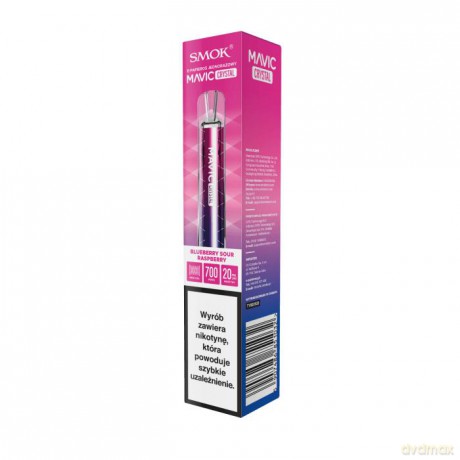 E-papieros jednorazowy Smok Mavic Crystal Blueberry Sour Raspberry 20mg 1 sztuka TTT