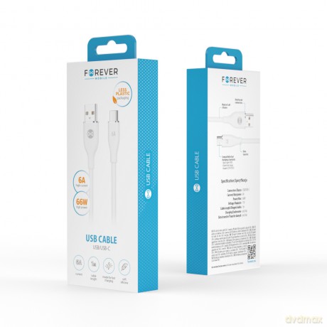 Forever kabel USB - USB-C 1,0 m 6A biały