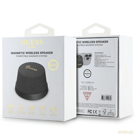 Guess głośnik Bluetooth GUWSC3ALSMK STAND MAGNETIC SCRIPT METAL czarny