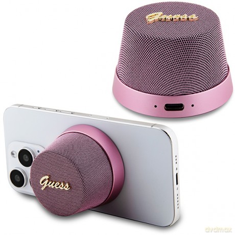 Guess głośnik Bluetooth GUWSC3ALSMP STAND MAGNETIC SCRIPT METAL różowy