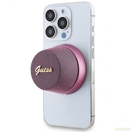 Guess głośnik Bluetooth GUWSC3ALSMP STAND MAGNETIC SCRIPT METAL różowy