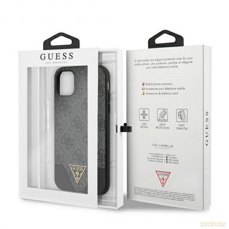 Guess nakładka do iPhone 11 GUHCN61PU4GHBK szara hard case 4G Triangle Collection