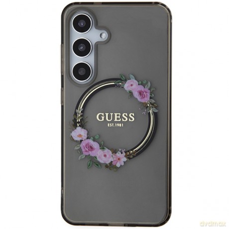 Guess nakładka do Samsung Galaxy S24 GUHMS24SHFWFCK czarna HC MAGSAFE IML FLOWERS WREATH