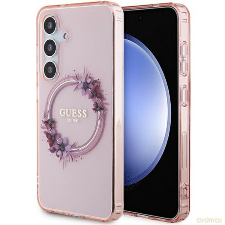 Guess nakładka do Samsung Galaxy S24 GUHMS24SHFWFCP różowa HC MAGSAFE IML FLOWERS WREATH