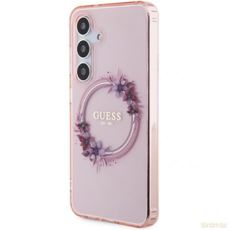 Guess nakładka do Samsung Galaxy S24 GUHMS24SHFWFCP różowa HC MAGSAFE IML FLOWERS WREATH
