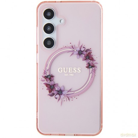 Guess nakładka do Samsung Galaxy S24 GUHMS24SHFWFCP różowa HC MAGSAFE IML FLOWERS WREATH