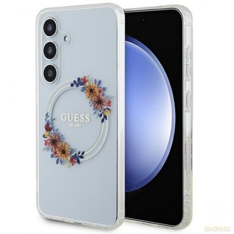 Guess nakładka do Samsung Galaxy S24 GUHMS24SHFWFCT transparentna HC MAGSAFE IML FLOWERS WREATH