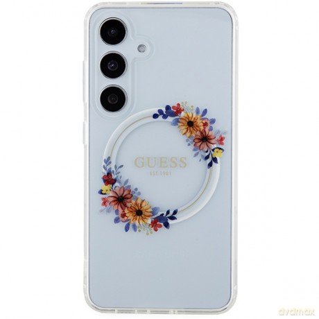 Guess nakładka do Samsung Galaxy S24 GUHMS24SHFWFCT transparentna HC MAGSAFE IML FLOWERS WREATH