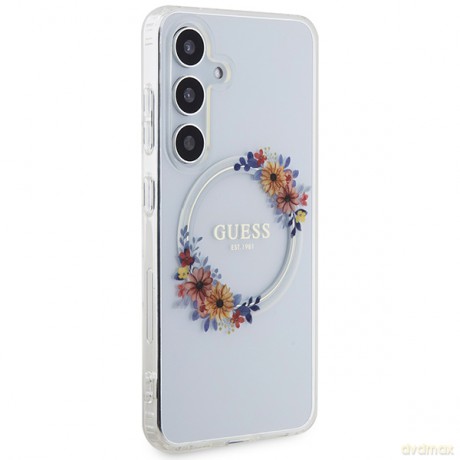 Guess nakładka do Samsung Galaxy S24 GUHMS24SHFWFCT transparentna HC MAGSAFE IML FLOWERS WREATH