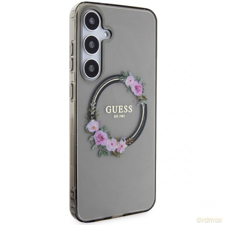 Guess nakładka do Samsung Galaxy S24 Plus GUHMS24MHFWFCK czarna HC MAGSAFE IML FLOWERS WREATH