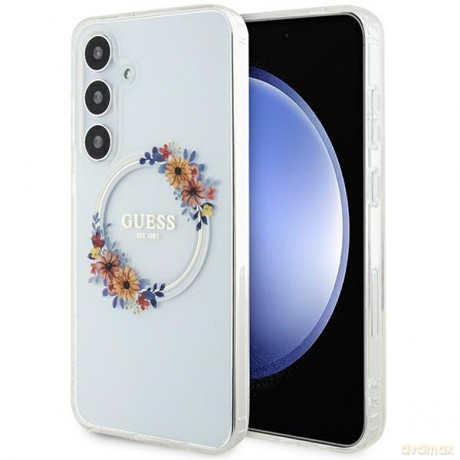 Guess nakładka do Samsung Galaxy S24 Plus GUHMS24MHFWFCT transparentna HC MAGSAFE IML FLOWERS WREATH