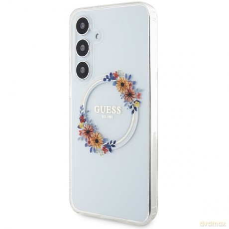 Guess nakładka do Samsung Galaxy S24 Plus GUHMS24MHFWFCT transparentna HC MAGSAFE IML FLOWERS WREATH