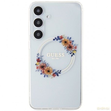 Guess nakładka do Samsung Galaxy S24 Plus GUHMS24MHFWFCT transparentna HC MAGSAFE IML FLOWERS WREATH