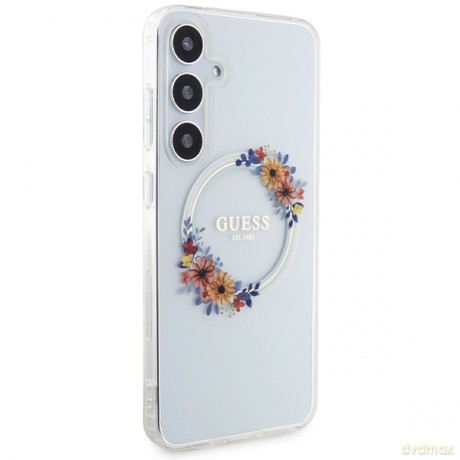 Guess nakładka do Samsung Galaxy S24 Plus GUHMS24MHFWFCT transparentna HC MAGSAFE IML FLOWERS WREATH