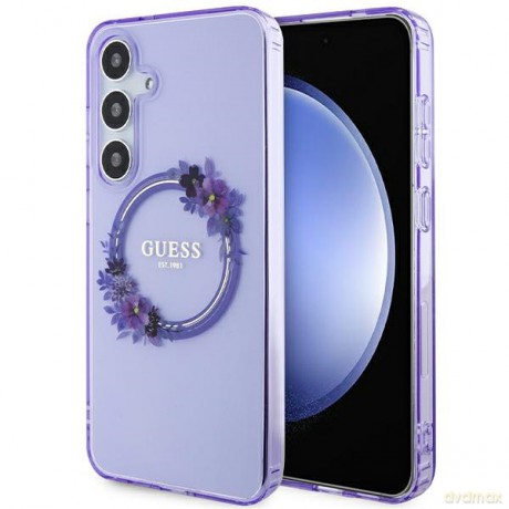 Guess nakładka do Samsung Galaxy S24 Plus GUHMS24MHFWFCU fioletowa HC MAGSAFE IML FLOWERS WREATH