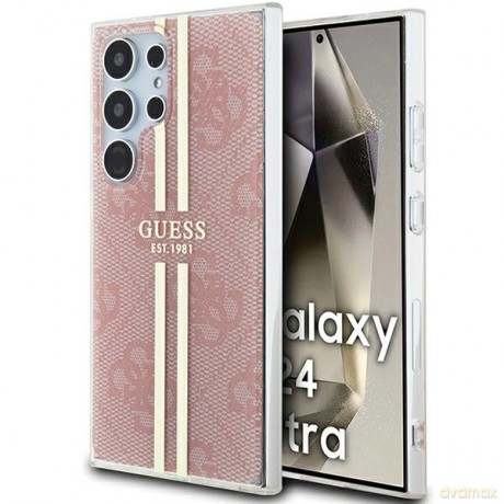 Guess nakładka do Samsung Galaxy S24 Ultra GUHCS24LH4PSEGP różowa HC IML 4G gold STRIPE