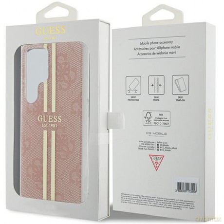 Guess nakładka do Samsung Galaxy S24 Ultra GUHCS24LH4PSEGP różowa HC IML 4G gold STRIPE