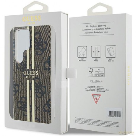 Guess nakładka do Samsung Galaxy S24 Ultra GUHCS24LH4PSEGW brązowa HC IML 4G gold STRIPE