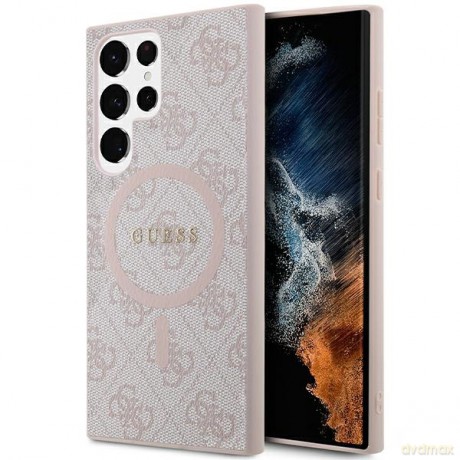 Guess nakładka do Samsung Galaxy S24 Ultra GUHMS24LG4GFRP różowa HC MAGSAFE PU 4G RING CLASSIC LOGO