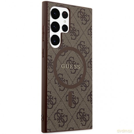 Guess nakładka do Samsung Galaxy S24 Ultra GUHMS24LG4GFRW brązowa HC MAGSAFE PU 4G RING CLASSIC LOGO