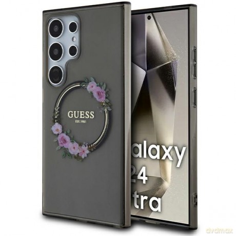 Guess nakładka do Samsung Galaxy S24 Ultra GUHMS24LHFWFCK czarna HC MAGSAFE IML FLOWERS WREATH