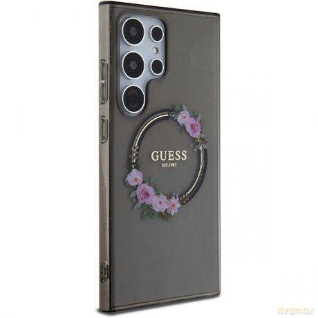 Guess nakładka do Samsung Galaxy S24 Ultra GUHMS24LHFWFCK czarna HC MAGSAFE IML FLOWERS WREATH
