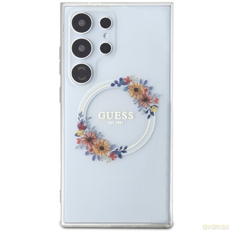 Guess nakładka do Samsung Galaxy S24 Ultra GUHMS24LHFWFCT transparentna HC MAGSAFE IML FLOWERS WREATH