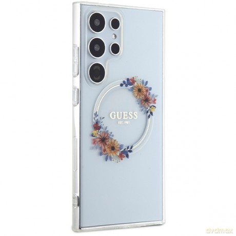 Guess nakładka do Samsung Galaxy S24 Ultra GUHMS24LHFWFCT transparentna HC MAGSAFE IML FLOWERS WREATH