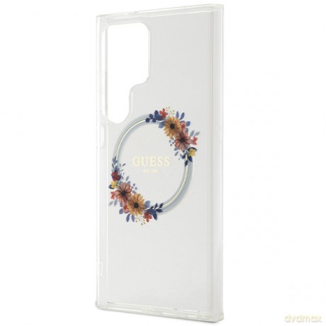 Guess nakładka do Samsung Galaxy S24 Ultra GUHMS24LHFWFCT transparentna HC MAGSAFE IML FLOWERS WREATH