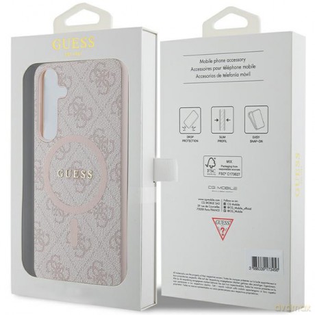 Guess nakładka do Samsung Galaxy S24+ GUHMS24MG4GFRP różowa HC MAGSAFE PU 4G RING CLASSIC LOGO