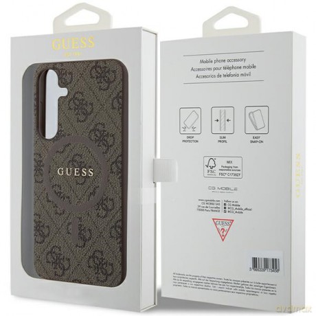 Guess nakładka do Samsung Galaxy S24+ GUHMS24MG4GFRW brązowa HC MAGSAFE PU 4G RING CLASSIC LOGO