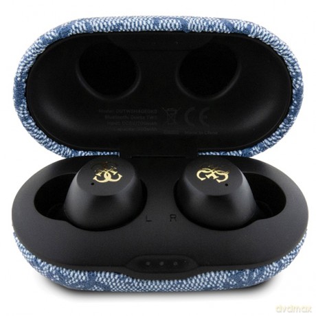 Guess słuchawki Bluetooth GUTWSP4EGB TWS ENC 4G PU METAL LOGO niebieskie