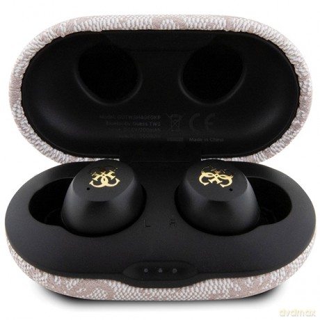 Guess słuchawki Bluetooth GUTWSP4EGP TWS ENC 4G PU METAL LOGO różowe