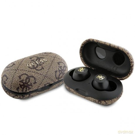 Guess słuchawki Bluetooth GUTWSP4EGW TWS ENC 4G PU METAL LOGO brązowe