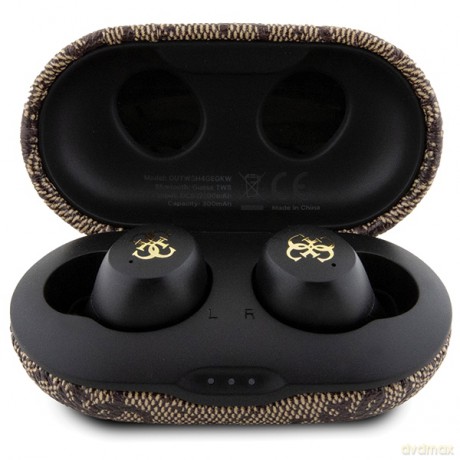 Guess słuchawki Bluetooth GUTWSP4EGW TWS ENC 4G PU METAL LOGO brązowe