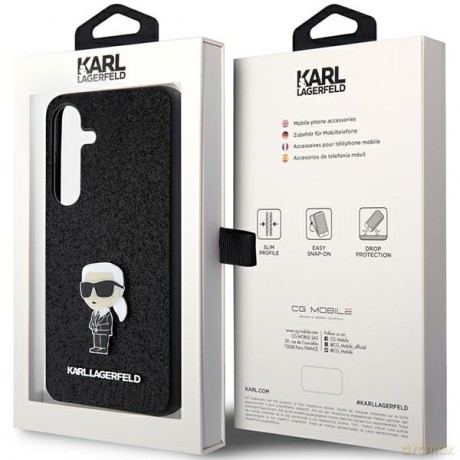 Karl Lagerfeld nakładka do Samsung Galaxy S24 KLHCS24SGKNPSK czarna HC IKONIK FIXED GLITTER IKONIK LOGO METAL PIN