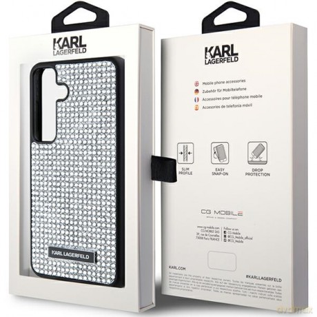 Karl Lagerfeld nakładka do Samsung Galaxy S24 KLHCS24SHDSPRS srebrna HC RHINESTONE LOGO METAL PLATE