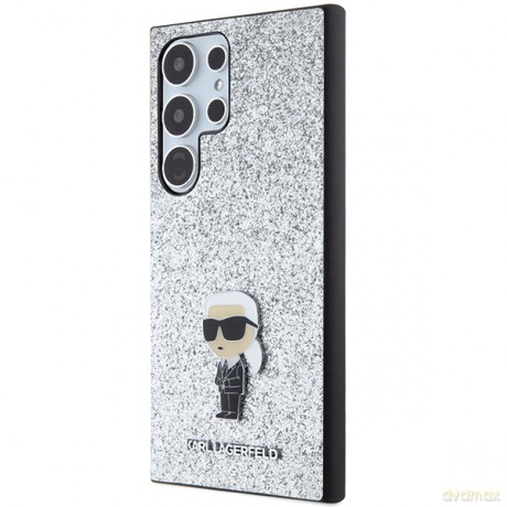 Karl Lagerfeld nakładka do Samsung Galaxy S24 Ultra KLHCS24LGCNPSG srebrna HC IKONIK FIXED GLITTER IKONIK LOGO METAL PIN