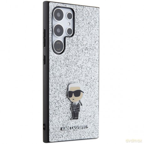 Karl Lagerfeld nakładka do Samsung Galaxy S24 Ultra KLHCS24LGCNPSG srebrna HC IKONIK FIXED GLITTER IKONIK LOGO METAL PIN
