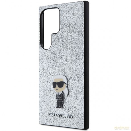Karl Lagerfeld nakładka do Samsung Galaxy S24 Ultra KLHCS24LGCNPSG srebrna HC IKONIK FIXED GLITTER IKONIK LOGO METAL PIN