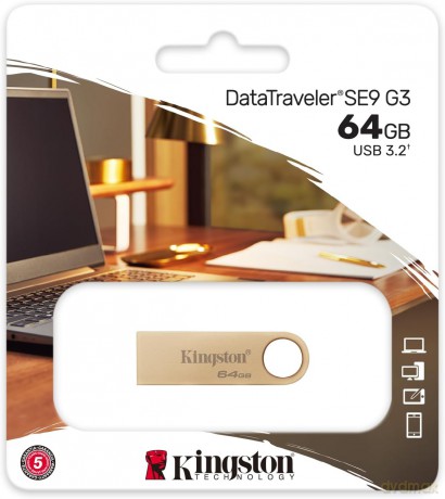 Kingston Pendrive Data Traveler DTSE9G3 64GB USB3.2 Gen1 złoty
