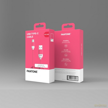 PANTONE kabel USB - USB-C 1,5m 2,4A PT-TC001-5 Pink 184C