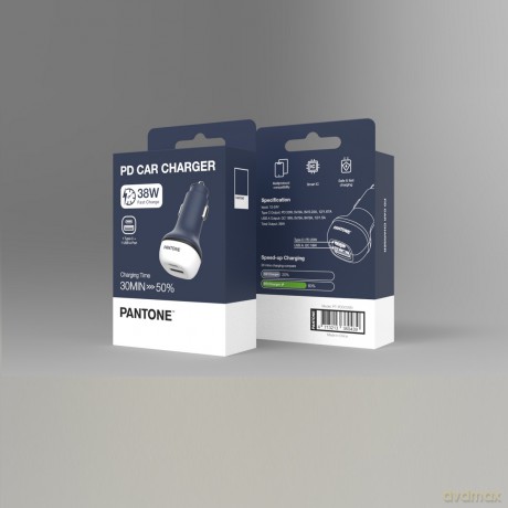 PANTONE ładowarka samochodowa 38W PD QC 1x USB 1x USB-C PT-PDDC05 Navy 2380C