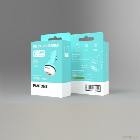PANTONE ładowarka samochodowa 38W PD QC 1x USB 1x USB-C PT-PDDC05 Teal 3242C