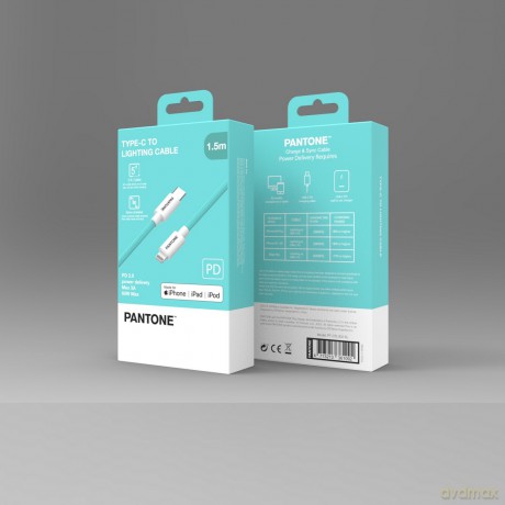 PANTONE MFi kabel Lightning - USB-C 1,5m PT-CTL002-5 Teal 3242C